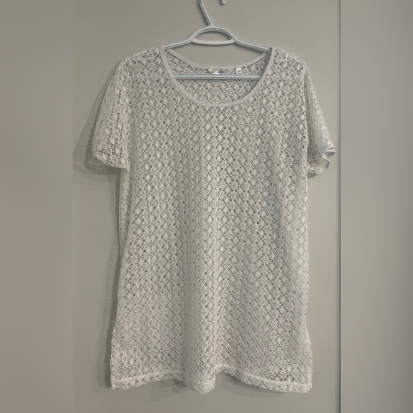 Aqua La Vie en Rose White Crochet Style Coverup - Picture 2 of 6